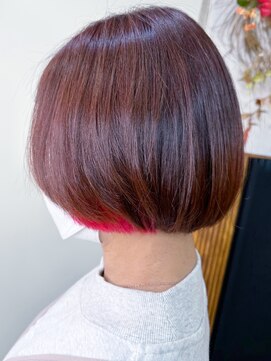 アルファ インタラクティブ エム フラワー(ALUFA interactive.M Flower) 20代30代大人可愛い透明感ピンクイヤリングカラー大人ボブ