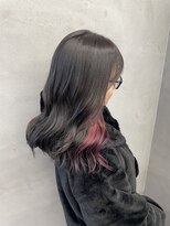 ファイブバイジエクト 堀江(FIVE by The Ect)&nbsp;インナーカラー　イヤリングカラー　インナーピンク　インナー赤