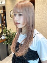 ピークアブー 原宿ハラカド(PEEK-A-BOO) ロングレイヤー/ホワイトピンク/レイヤーカット顔まわりレイヤー