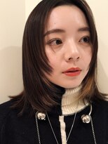 ★顔周りレイヤー 切りっぱなし外はねロブ 裾カラー