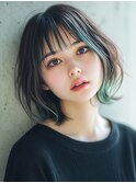インナーカラー×ボブ/ダブルカラー/髪質改善/韓国/ブリーチ