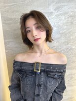 ロンドガーネット 池袋(Lond garnet)&nbsp;イメチェン外ハネボブ美髪ワイドバングミディアム縮毛矯正ボブ