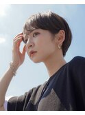 大人可愛い20代30代40代黒髪前下がりショートボブ丸みショート◎