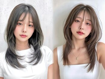 ネオリーブウリ 二子玉川店(Neolive uri)の写真/【垢抜けレイヤーカット】Cut+髪質改善カラー+オージュアTR¥9100/韓国風くびれヘア/ぱつんとボブ[二子玉川]