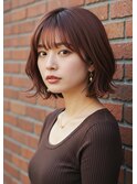 ローズブラウン/バタフライカット/小顔みせこなれショート