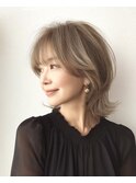 大人ショートレイヤー白髪ぼかし脱白髪染め40代50代60代原宿