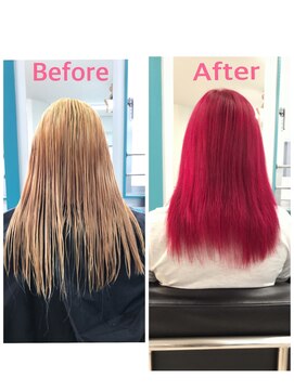 マーメイドヘアー(mermaid hair) ブリーチ→ヴァンパイアレッド＋フューシャショック