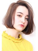 大人かわいい伸ばしかけグレージュナチュラルボブ