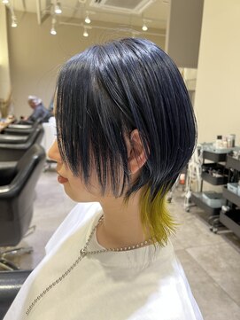 シェル 国分寺(shell) ウルフカット/ブルーブラック/イエローカラー/個性的スタイル