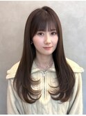◎小顔前髪ワンカールレイヤーカット暗髪グレージュボブルフ