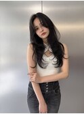 韓国風レイヤーカット顔まわりくびれオルチャンハッシュレイヤー