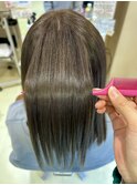 髪質改善カラー　オリーブブラウン　ツヤ髪スタイル