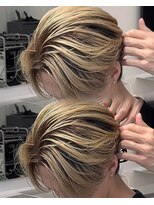 ステラ(STELLA) メンズ/バレイヤージュ/センターパート/ブリーチ&ダブルカラー