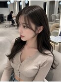 大人かわいい/韓国ヘア/アッシュグレージュ/後れ毛/サイドバング