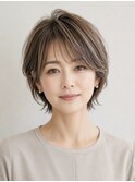 大人ショート　白髪ぼかし　白髪染め　ハイライト　40代50代60
