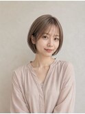 丸みショート/アッシュベージュ/シースルーバング/大人かわいい