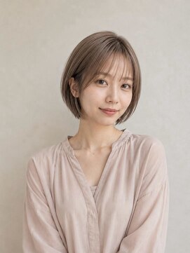 レセ 南柏店(Laissez) 丸みショート/アッシュベージュ/シースルーバング/大人かわいい