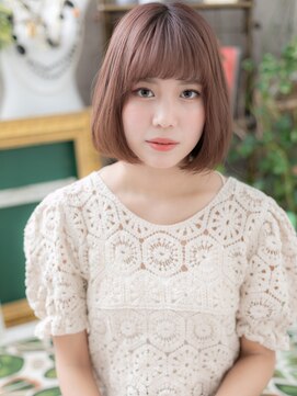 カバーヘアアンドスパ ブリス 浦和(COVER HAIR&SPA bliss) ピンクブラウンシースルーバング前下がりロブa浦和20代30代40代