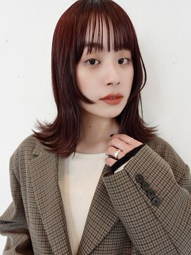 トリコ ショップアンドヘアサロン(tricot shop hair salon) 外はねミディアム／フェイスレイヤー／暖色カラー◎risako