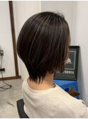 白髪ぼかしハイライト/大人ボブ/大人ショート