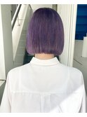 パープルグレーアッシュハイトーンケアブリーチミニボブ