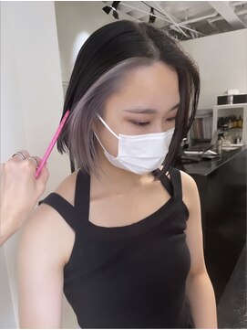 リル 溝の口(LiL) フェイスフレーミングホワイトグレージュボブ/溝の口/ブリーチ