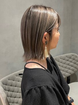 ジアン バイ ミルボン NU茶屋町+(GIEN by milbon) 艶髪ハイライトボブ/アッシュグレー
