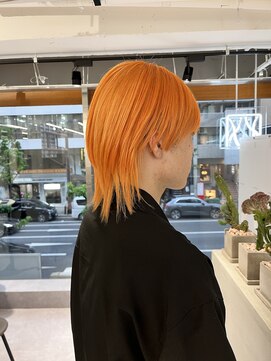 ファイブバイジエクト 堀江(FIVE by The Ect) ツヤツヤオレンジカラー×メンズウルフ