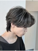 ウルフ ハイライト ホワイトメッシュ アッシュブラック 新宿