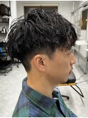 ツイストスパイラルパーマ刈り上げツーブロックメンズパーマ