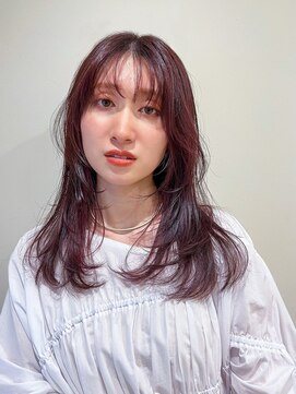 ロロン 豪徳寺店(LORONG) セミロングレイヤー　コーラルピンク