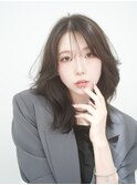 ミディアムレイヤーカット 顔まわり 韓国風