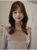 顔周りレイヤーカットくびれヘアミルクティーベージュカラー韓国