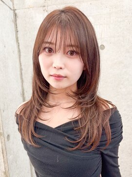 ロンドホットリップ 立川(Lond hot lip) グレージュブラウン/ミディアムレイヤー/韓国巻き/顔周りカット