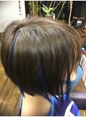 ショートボブのブルーエクステスタイル！
