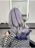 ラベンダーシルバー/黒メッシュエクステ