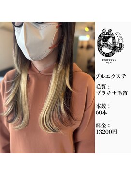 エクステンション キュー(extension Q) プルエクステ/プラチナ毛質42cm（長さ胸くらい）60本13200円