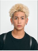 渋谷スパイキーショートパーマブリーチWカラーメンズショート