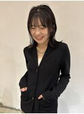 ミディアム レイヤーカット 顔周りカット 暗髪 大須