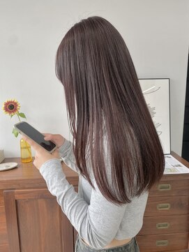 ヘアー アイス 御器所本店(HAIR ICI) ブリーチなしカラーチェリーレッド暖色カラーレイヤーカット