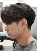 メンズセンターパートウルフセンターパートニュアンスパーマ襟足