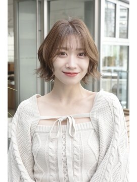 2WAY顔まわりレイヤーパーマ風ニュアンスボブ