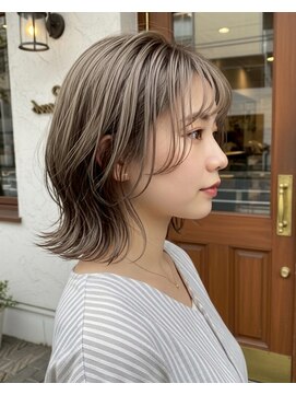 アズグロウヘアー(AS GROW HAIR) 韓国風くびれレイヤーミディ×ミルクティーベージュ