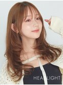 くびれミディアムレイヤー似合わせ韓国小顔ミルクブラウン前髪
