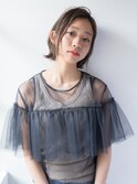 [Ravo]透け感カラーの切りっぱなしボブスタイル