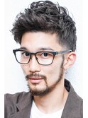 【西宮初かりあげ専門店☆】フェードバーバー七三分け短髪パーマ