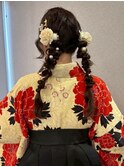卒業式/ヘアセット/着付け/ツインテール/編み下ろし