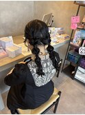 お呼ばれヘアセット大人可愛いツインテール二次会結婚式