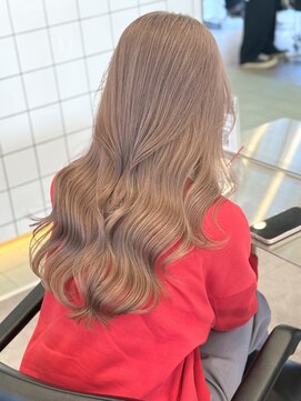 サンクマーケット 渋谷(cinq MARKET) 渋谷ブリーチカラー顔周りレイヤーカットミルクティーベージュ