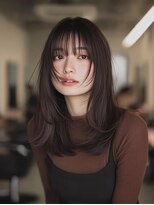 ケシキ 表参道 原宿(kesiki.)&nbsp;ミディアムレイヤー顔周りカットハッシュカットワンホンレイヤー